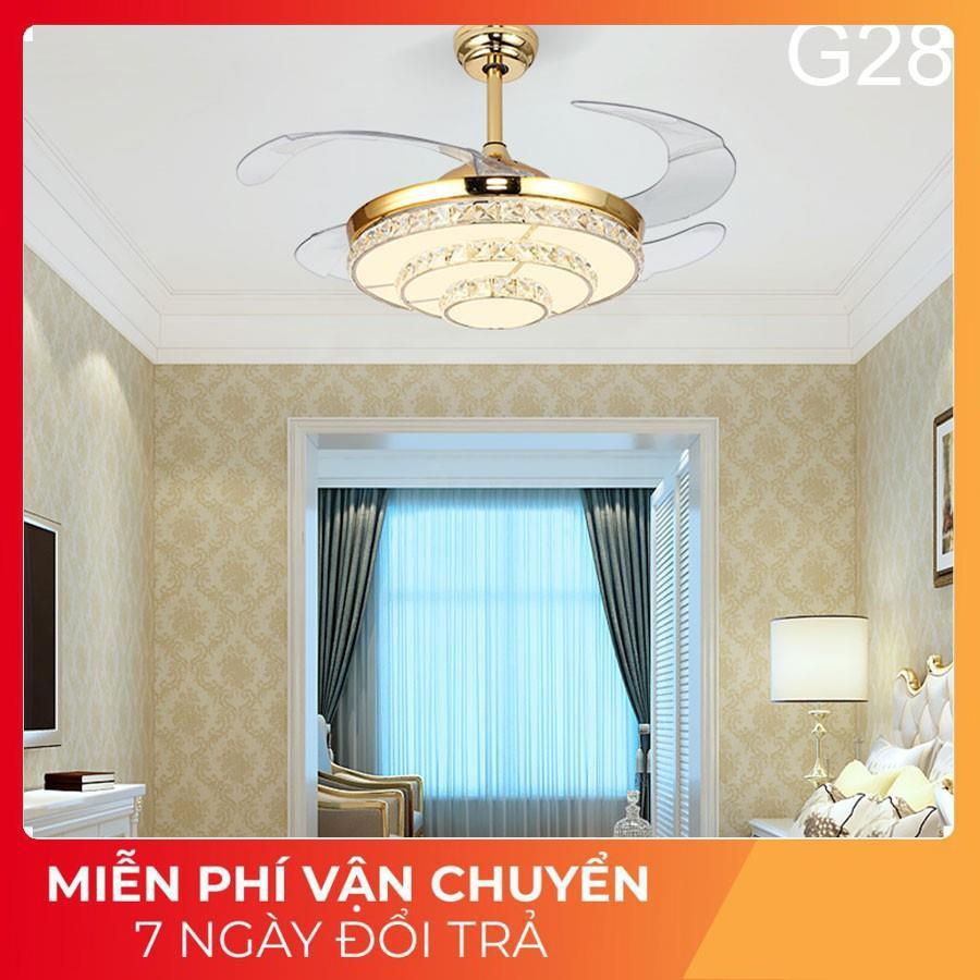 Quạt trần đèn dấu cánh, quạt đèn trang trí cánh xếp G28- quạt cánh cụp cánh xòe 3 chế độ sáng,điều khiển từ xa