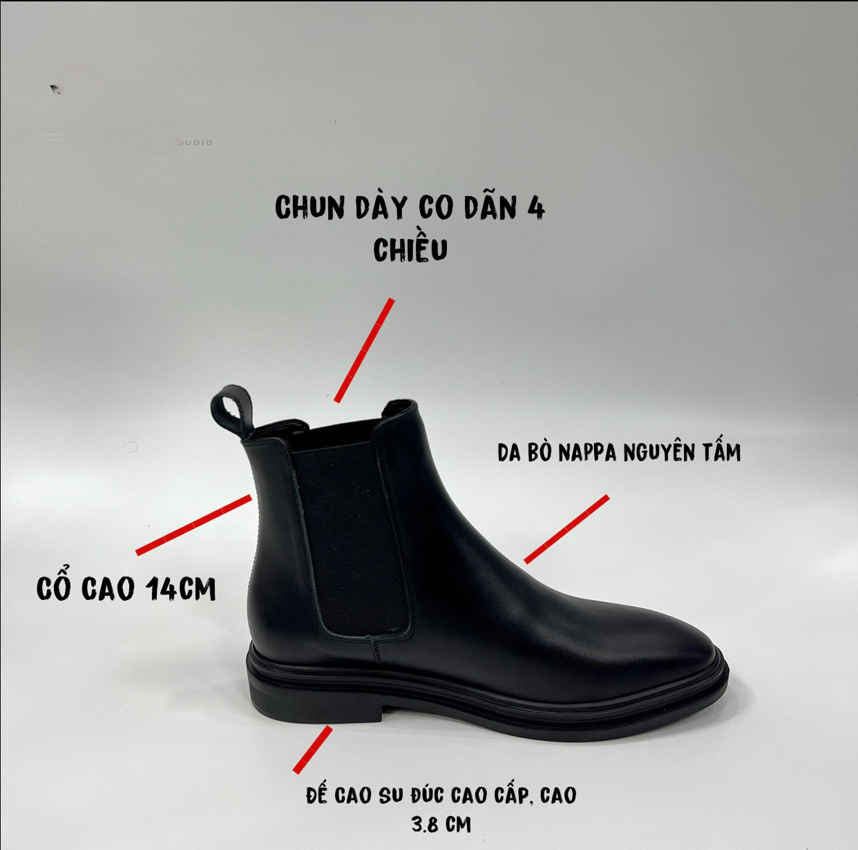 Giày Chelsea Boots Nam cổ cao 2 MÀU ,da bò nappa nhập khẩu(BH 12 tháng)