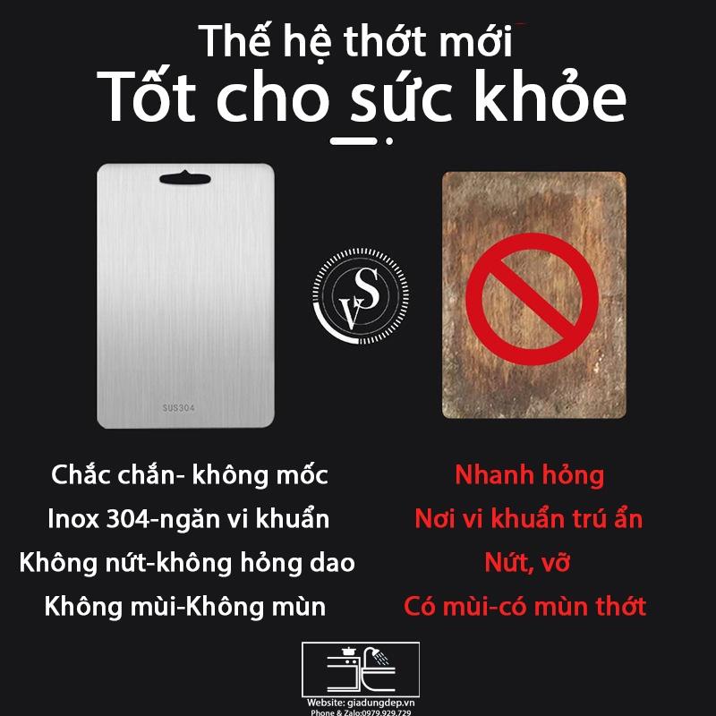 Thớt inox 304-Kim Loại kháng khuẩn cao cấp , chống ẩm mốc độc hại, vệ sinh dễ dàng, cường lực không mùn gỗ, an toàn A17