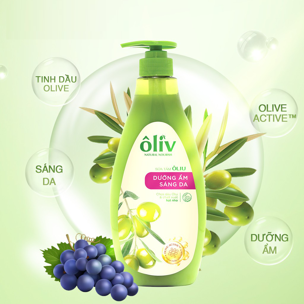 Sữa Tắm Oliu Nguyên Chất Oliv Dưỡng Ẩm Sáng Da 650ml