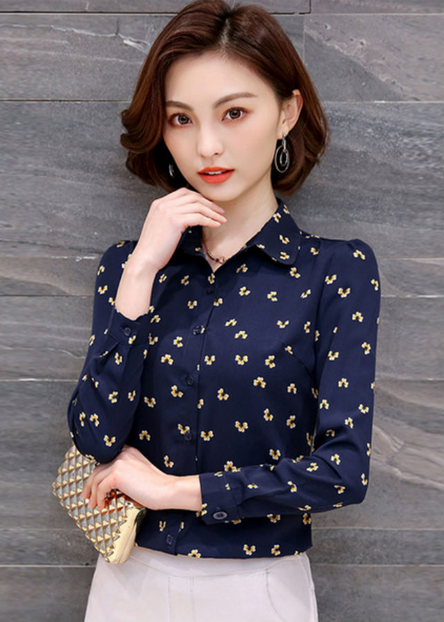 Áo Sơ Mi Nữ Tay Dài Titishop SMN115 - Xanh Đen (Size