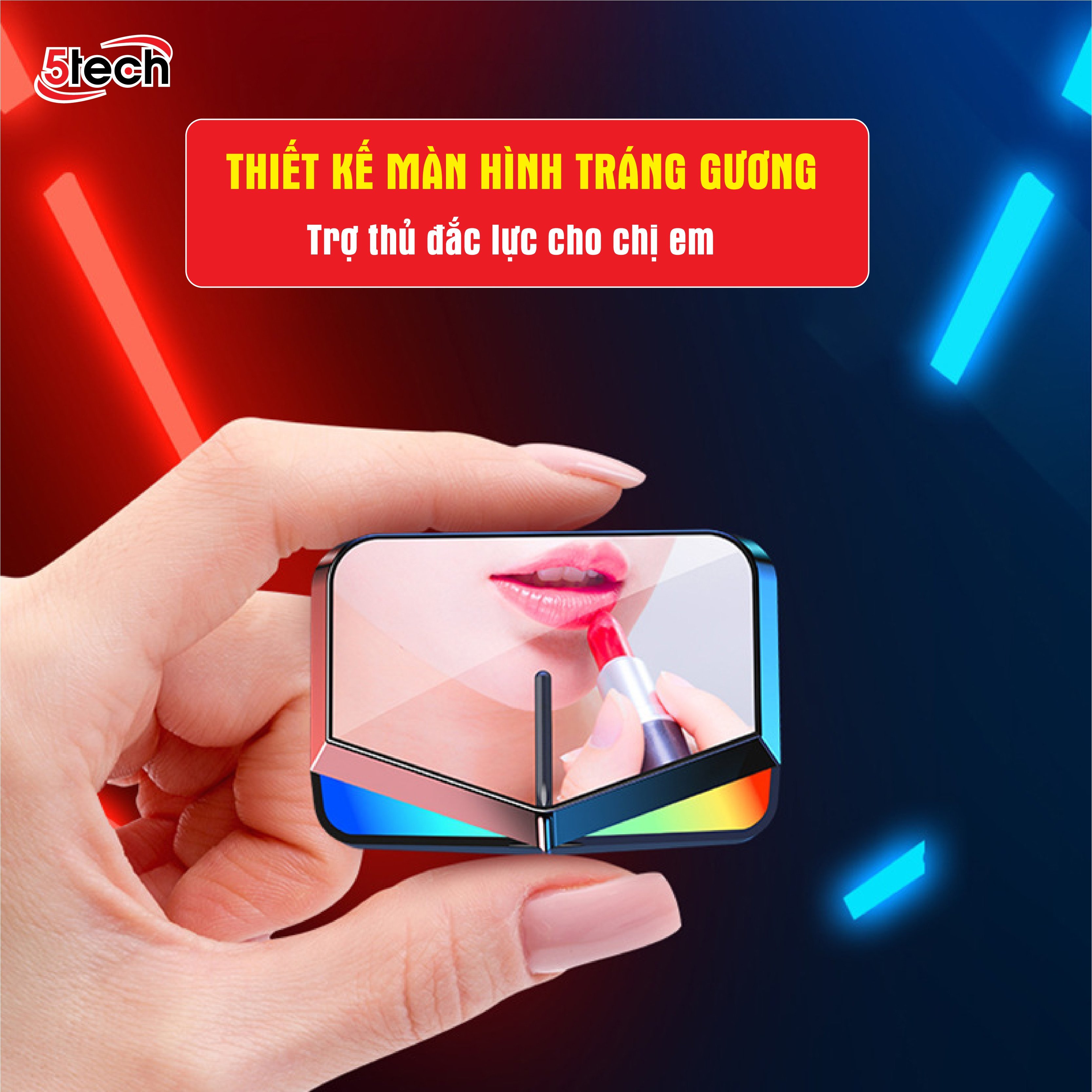 Tai nghe bluetooth gaming monster 5TECH hàng chính hãng, tai phone không dây pin trâu với màn hình LED RGB tráng gương nghe nhạc cưc hay