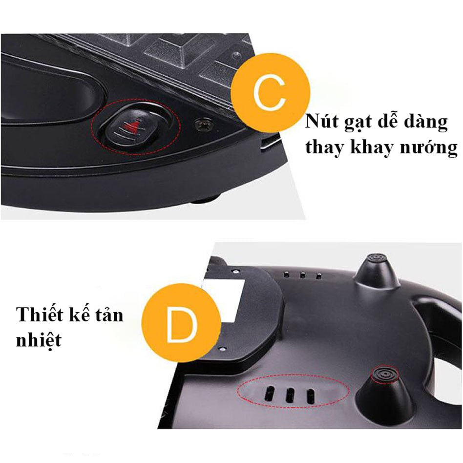 Máy kẹp nướng bánh mì 3 in 1 SOKANY chống dính cao cấp dễ dàng tháo lắp khay - SK302 - HÀNG CHÍNH HÃNG - DELIYA