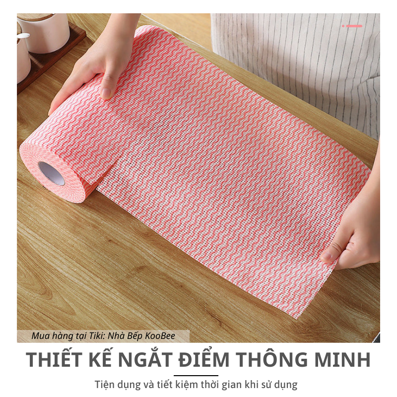 Giấy cuộn lau bếp  đa năng 50 tờ - Giấy lau đa năng dai bền siêu thấm tái sử dụng KooBee