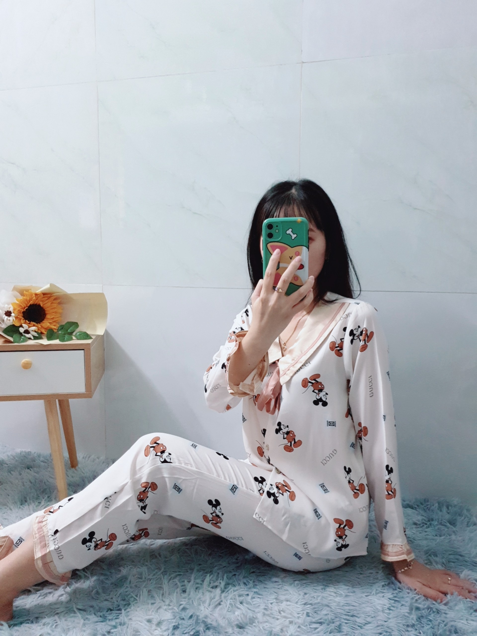 Đồ Bộ Pijama Mặc Nhà Nữ - Kiểu Dáng Dễ Thương, Sang Trọng - Vải Lụa Cao Cấp, Thoáng Mát, Mềm Mại