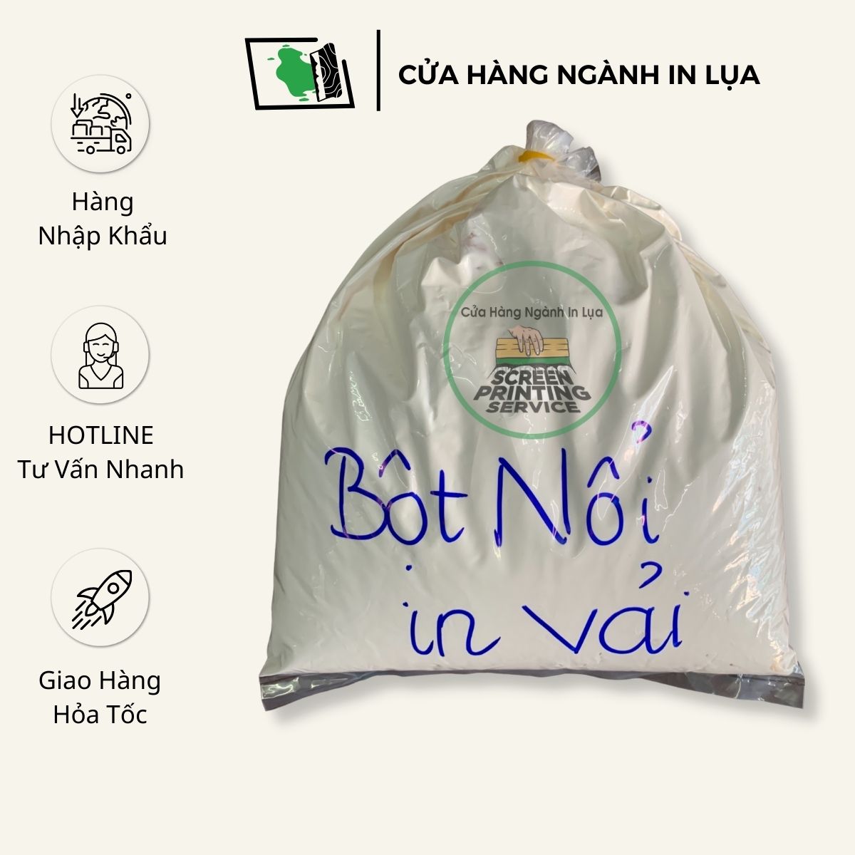 Bột nổi in vải giúp mực in nổi trên vải cotton