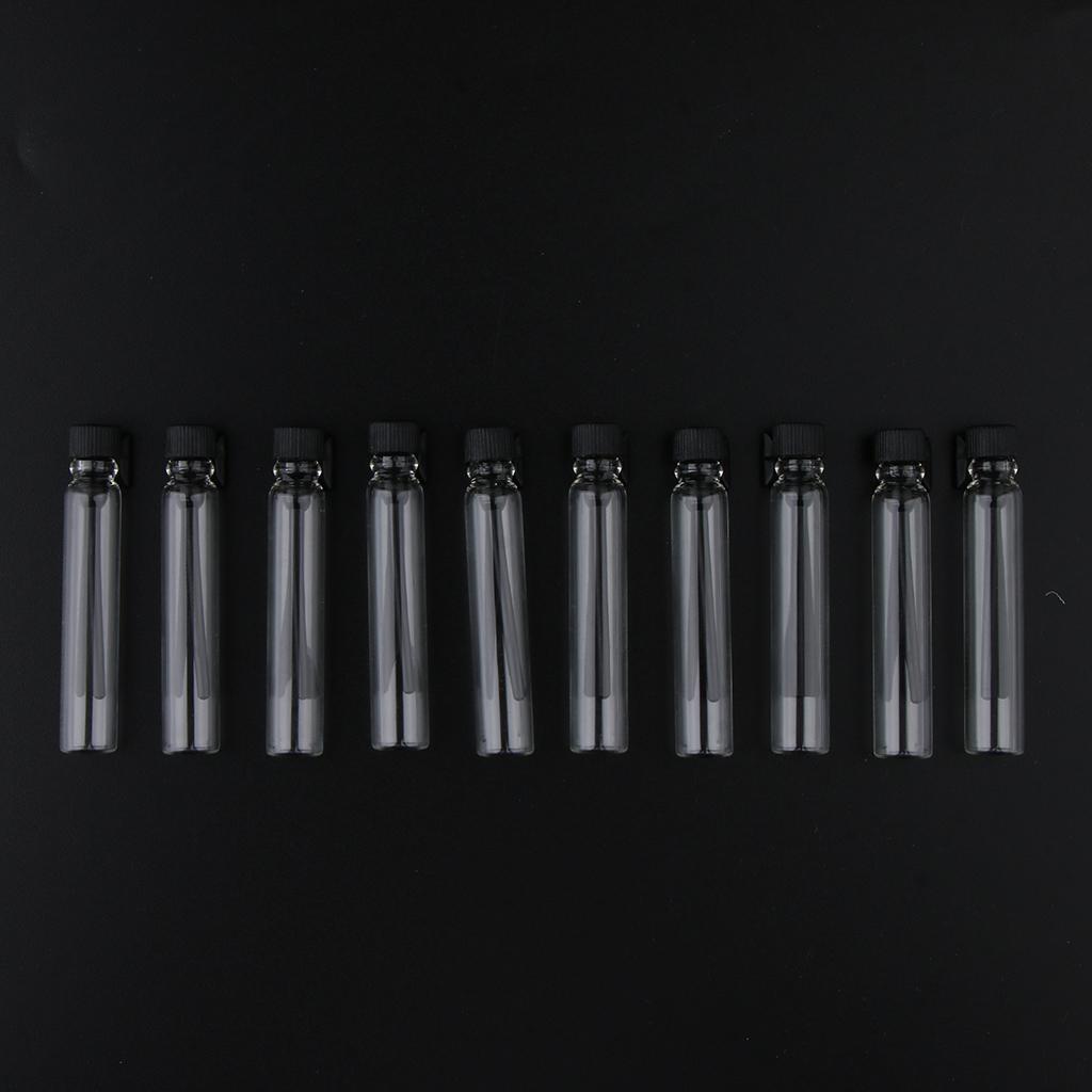 2x50x Mini Glass Perfume Sample Vials Empty Essential Oil Fragrance Bottle 2ml Black Cap