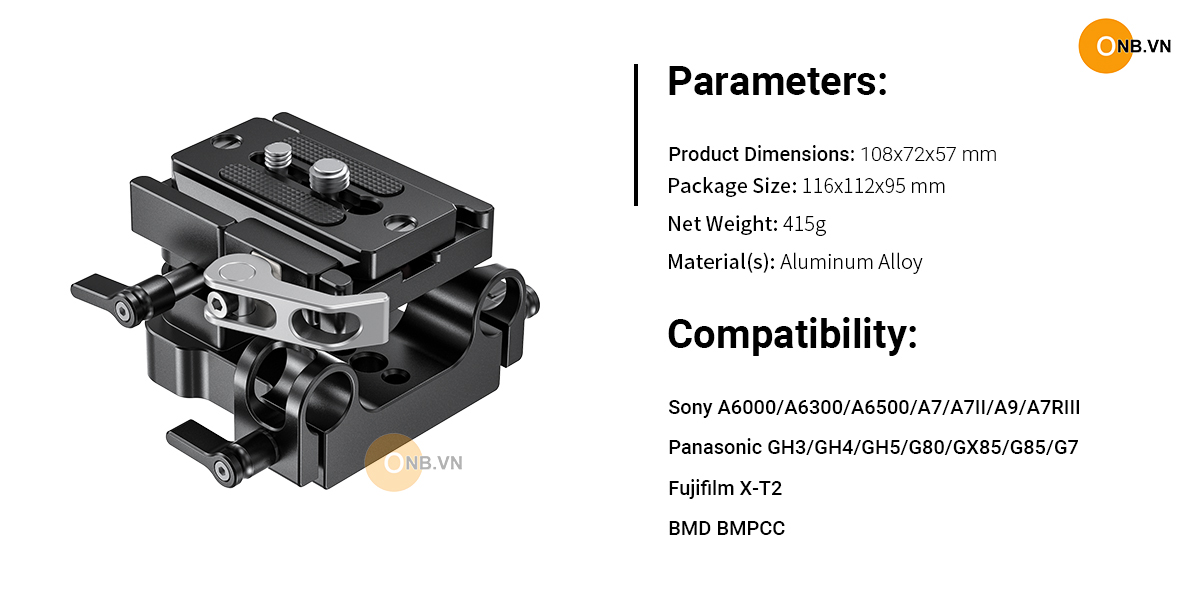 SmallRig Baseplate 15mm Rail code 2092b new 2023