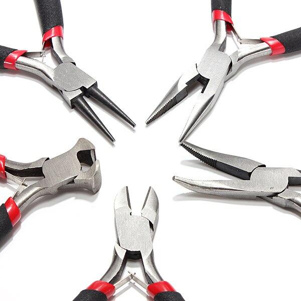 5Pcs Mini Jewellery Plier Cutter Round Bent Nose Beading Making Design Tool Kit