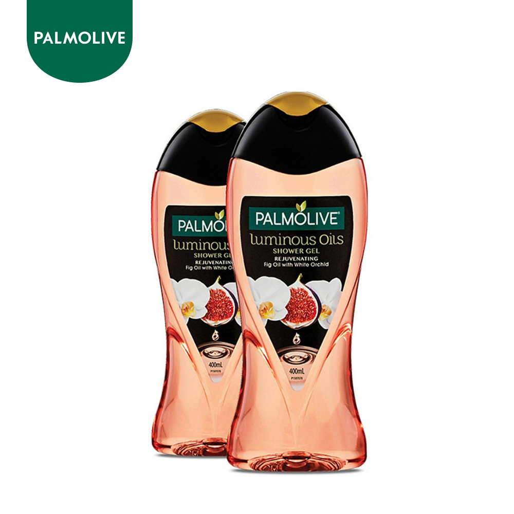 Bộ 2 sữa tắm dưỡng ẩm Palmolive Luminous tinh dầu thiên nhiên từ trái vả và hoa lan trắng 400ml