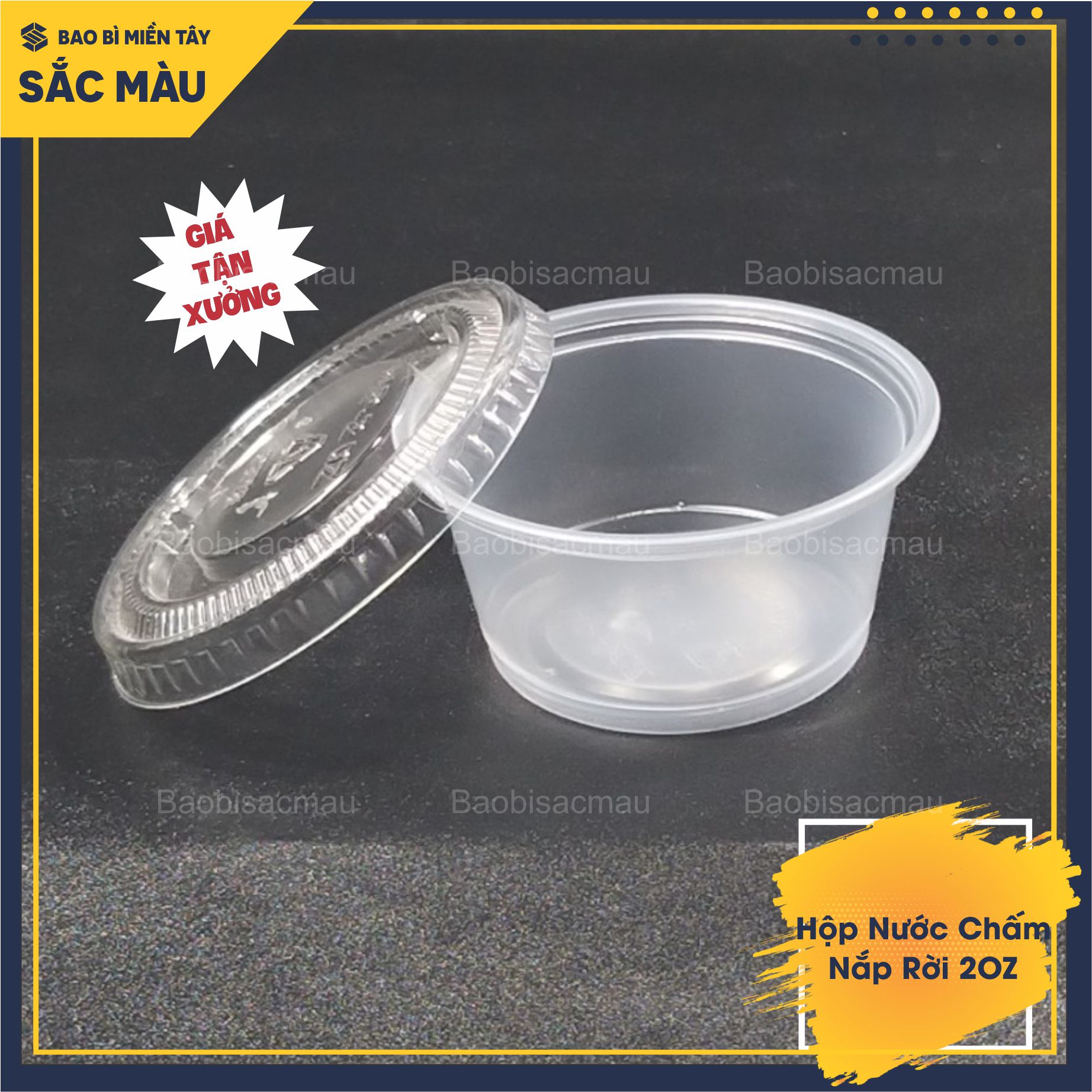 100 Hộp đựng nước chấm, gia vị, nước sốt tròn 1OZ, 2OZ nắp rời