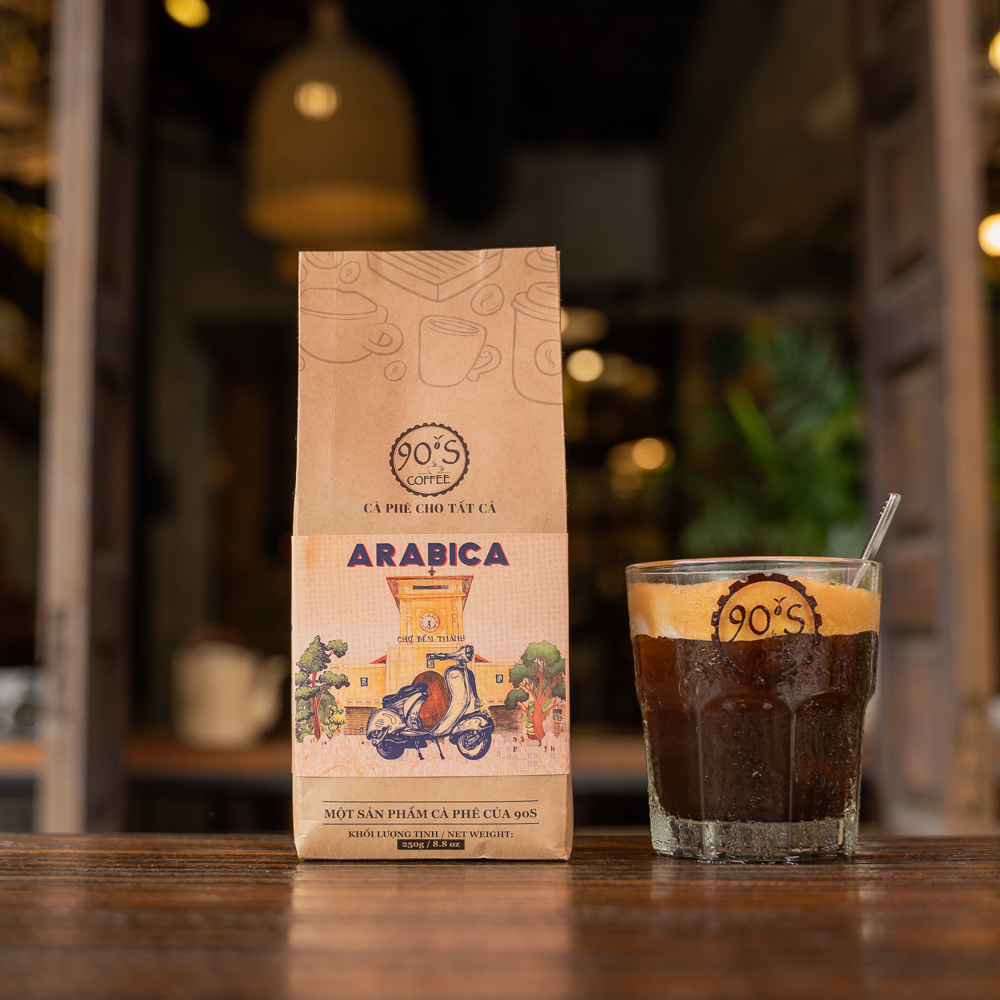 Cà Phê Hạt Arabica Rang Mộc Nguyên Chất - 90S Coffee Vietnam - 100% Cà Phê Sạch Cao Cấp - Túi 250g