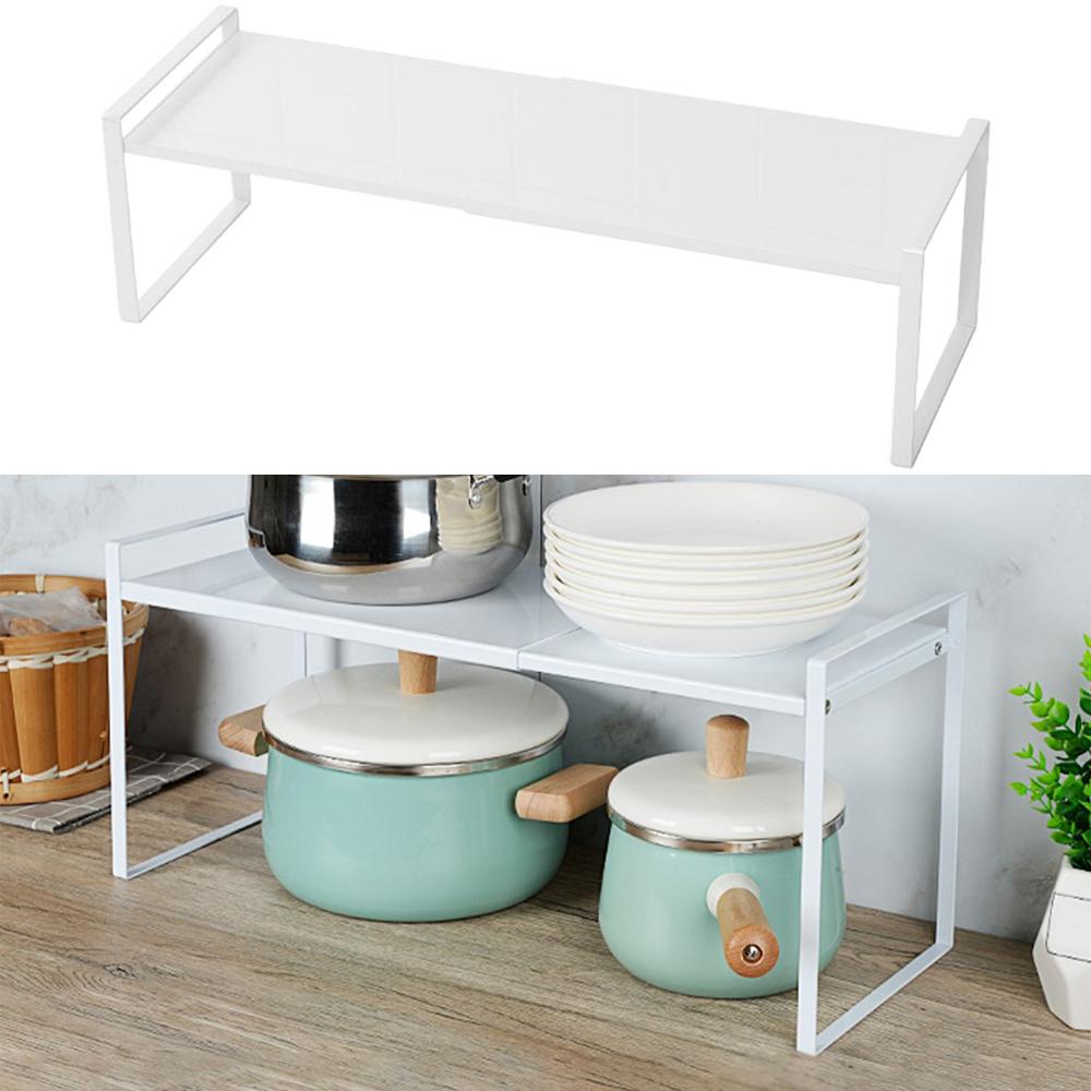 Expandable Cabinet Shelf Organizer Storage Rack Space Riser for Kitchen Bathroom Pantry Spice Cupboard Countertop Desk Home Office Dish Cup Bottle Pot