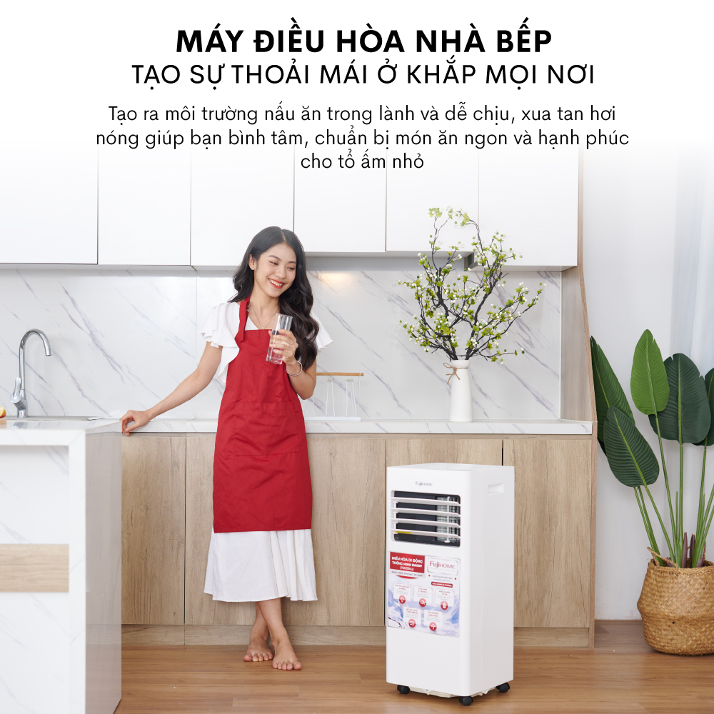 Máy lạnh di động 7000 BTU Fujihome PAC07, điều hòa di động mini 4 trong 1 làm lạnh, hút ẩm, quạt, lọc không khí, điều khiển từ xa - Hàng chính hãng