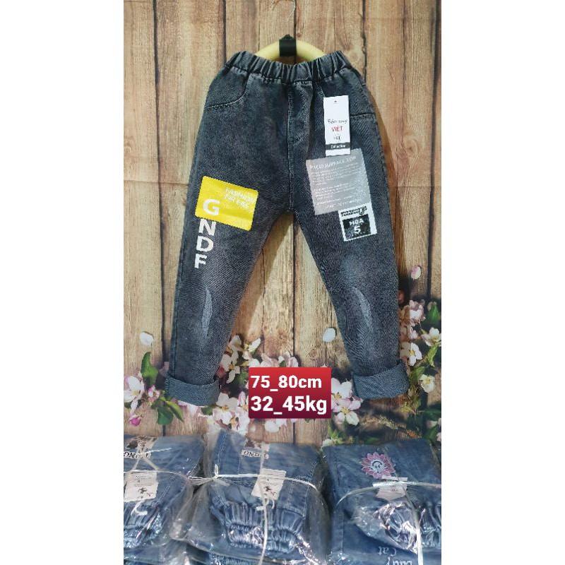 Quần bò lưng thun in họa tiết mới bé trai sz 35_45kg