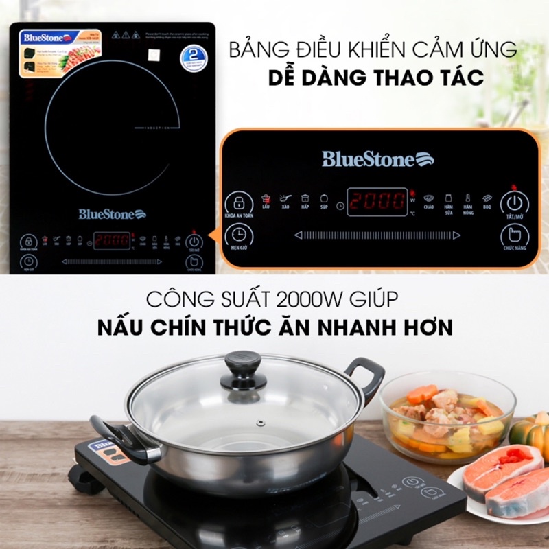 Bếp Từ BlueStone ICB-6619 Công Suất 2000W , Mặt Kính Ceramic , Hàng Chính Hãng