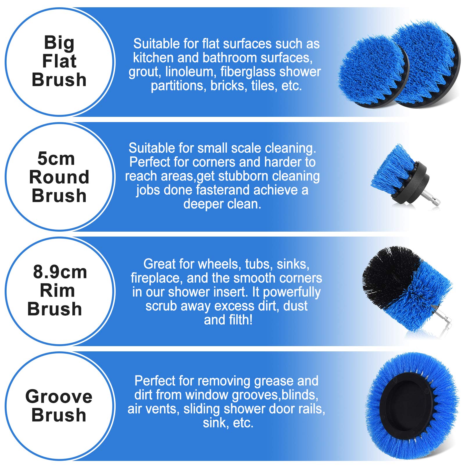 Bộ bàn chải vệ sinh gắn máy khoan 6 món Drill Cleaning Brush Attachment Set