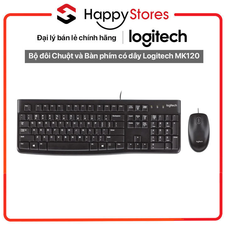 Bộ đôi Chuột và Bàn phím có dây Logitech MK120 - HÀNG CHÍNH HÃNG