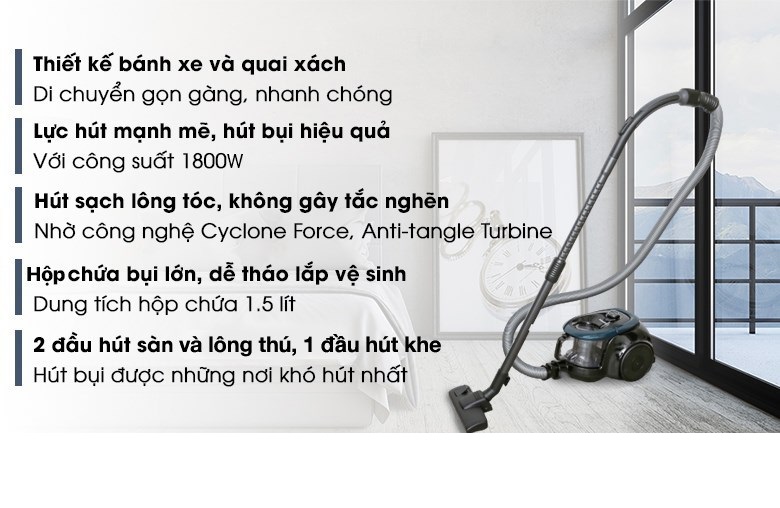 Máy hút bụi dạng hộp Samsung VC18M21M0VN/SV-N - Hàng Chính Hãng