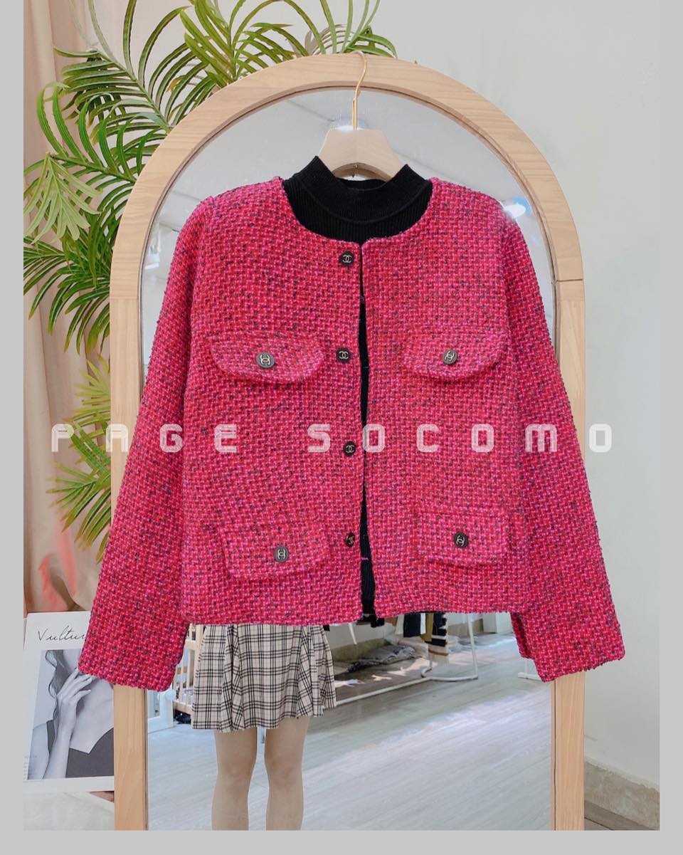 Áo khoác tweed dạ sần dáng ngắn Socomo A1132022 