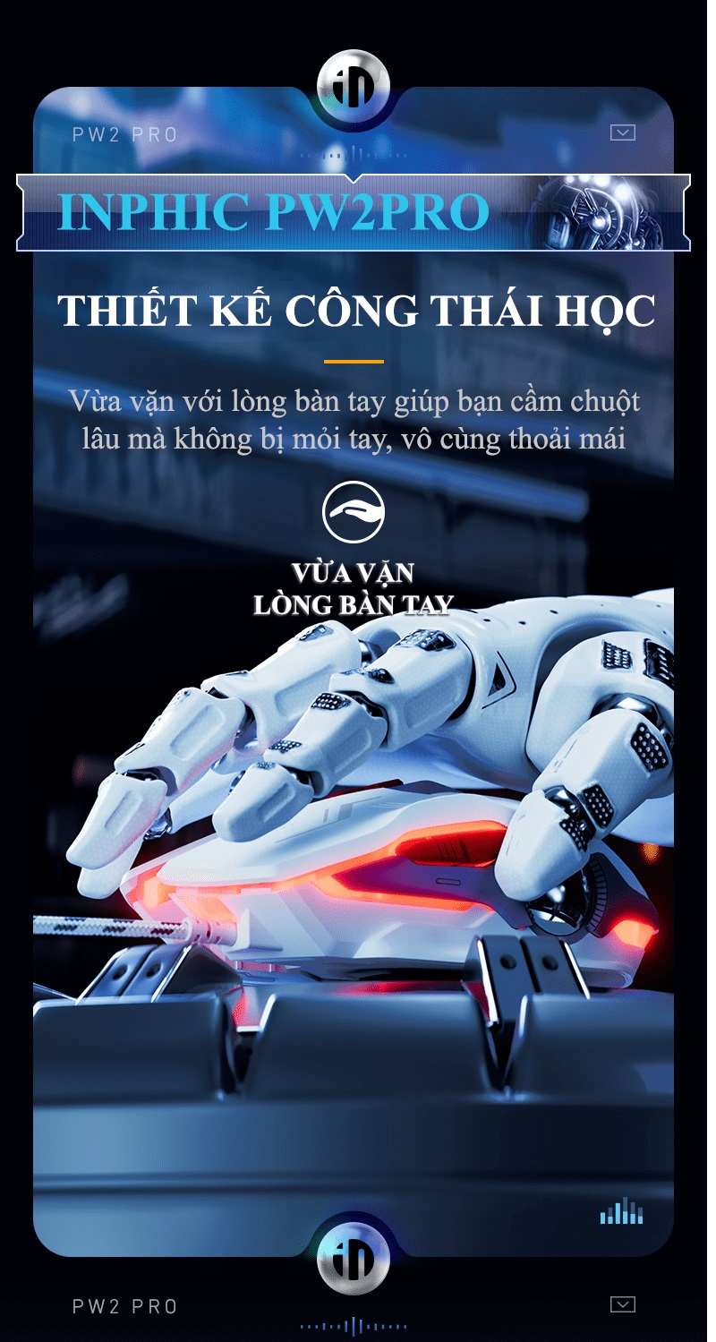 Chuột có dây INPHIC PW2PRO chuyên game thiết kế robot kèm theo đèn led RGB cực đẹp dành cho game thủ - JL - HÀNG CHÍNH HÃNG