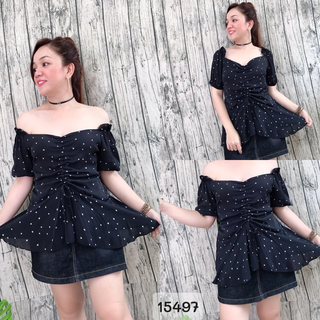15497 Áo BIG SIZ peplum Rút d â y Bi Bi Tim li ti