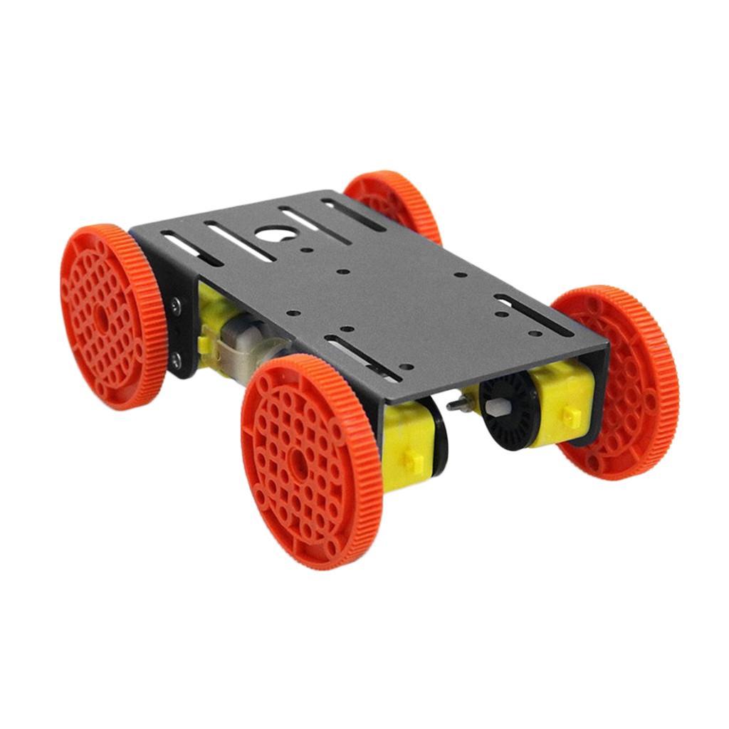 4-wheel 4wd Robot Smart Car Chassis Kit Black Platform with 1:48 Reduction Ratio TT Motor & Red Wheels