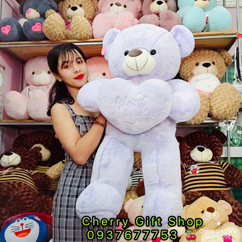 Gấu Bông Teddy Ôm Tim Cao Cấp Hàng Nhập 1m2 Ảnh Shop Chụp