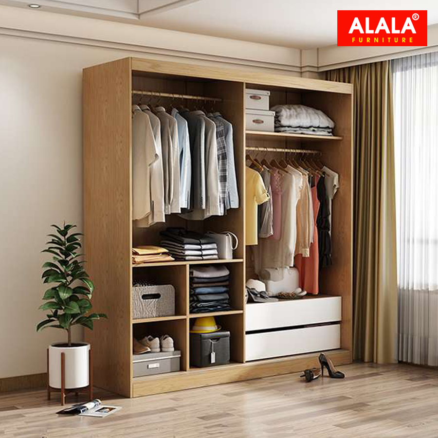 Tủ quần áo ALALA265 (1m8x2m) gỗ HMR chống nước - www.ALALA.vn - 0939.622220