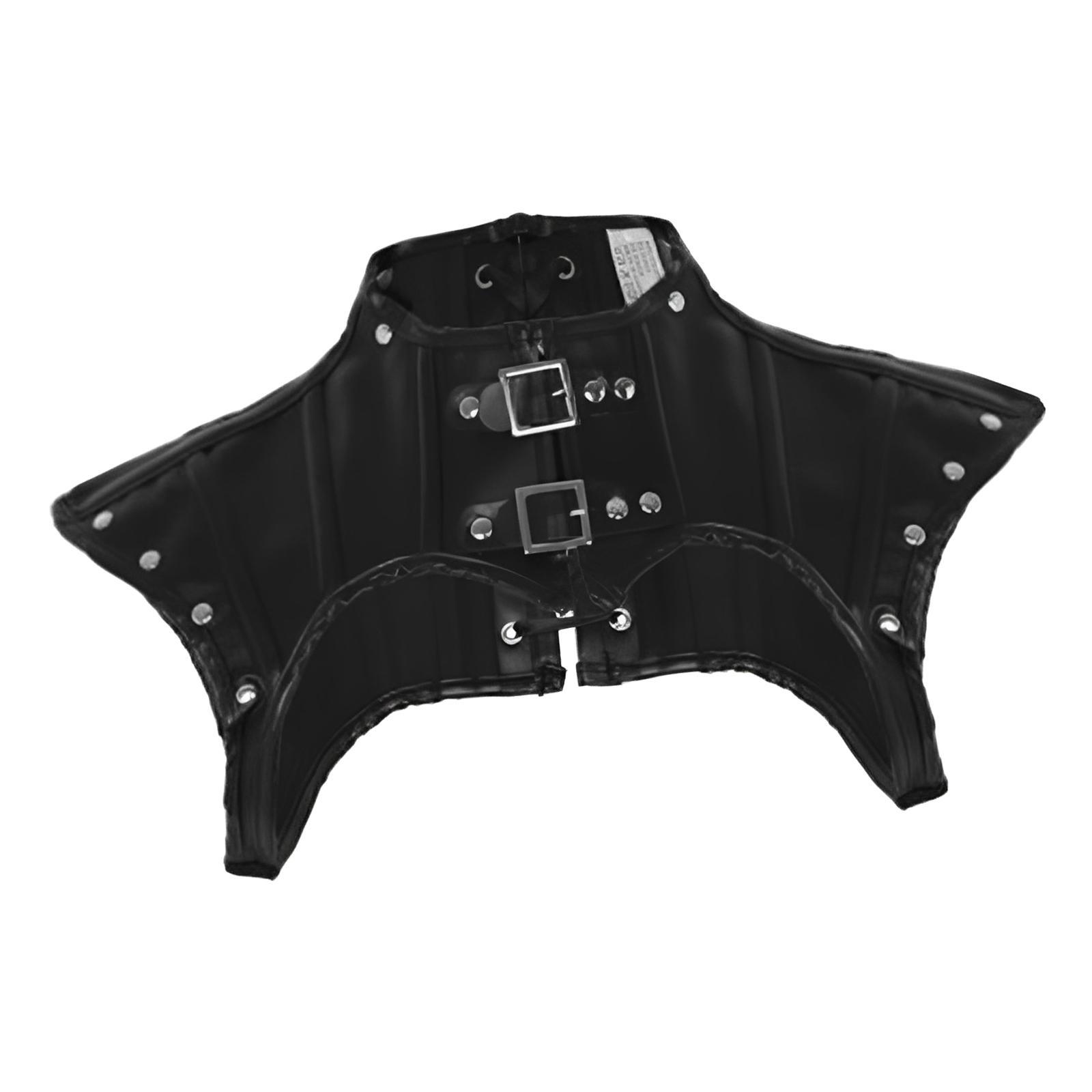 Retro Women's Steampunk Black PU Leather Costume Corset Top Jacket