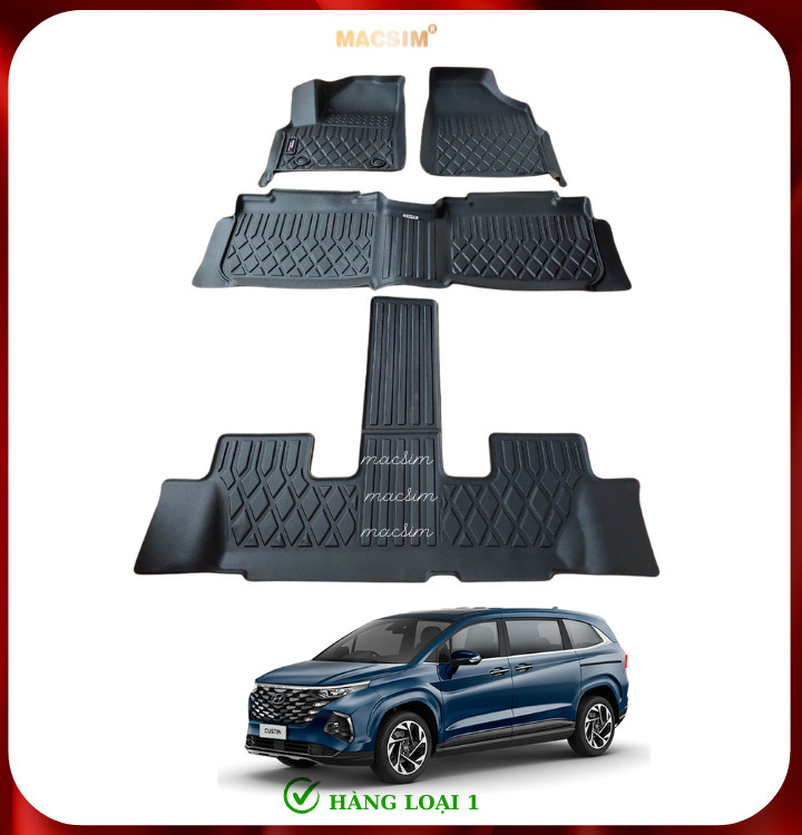 Thảm lót sàn xe ô tô Hyundai Custin 2023+ Nhãn hiệu Macsim chất liệu nhựa TPE cao cấp màu đen