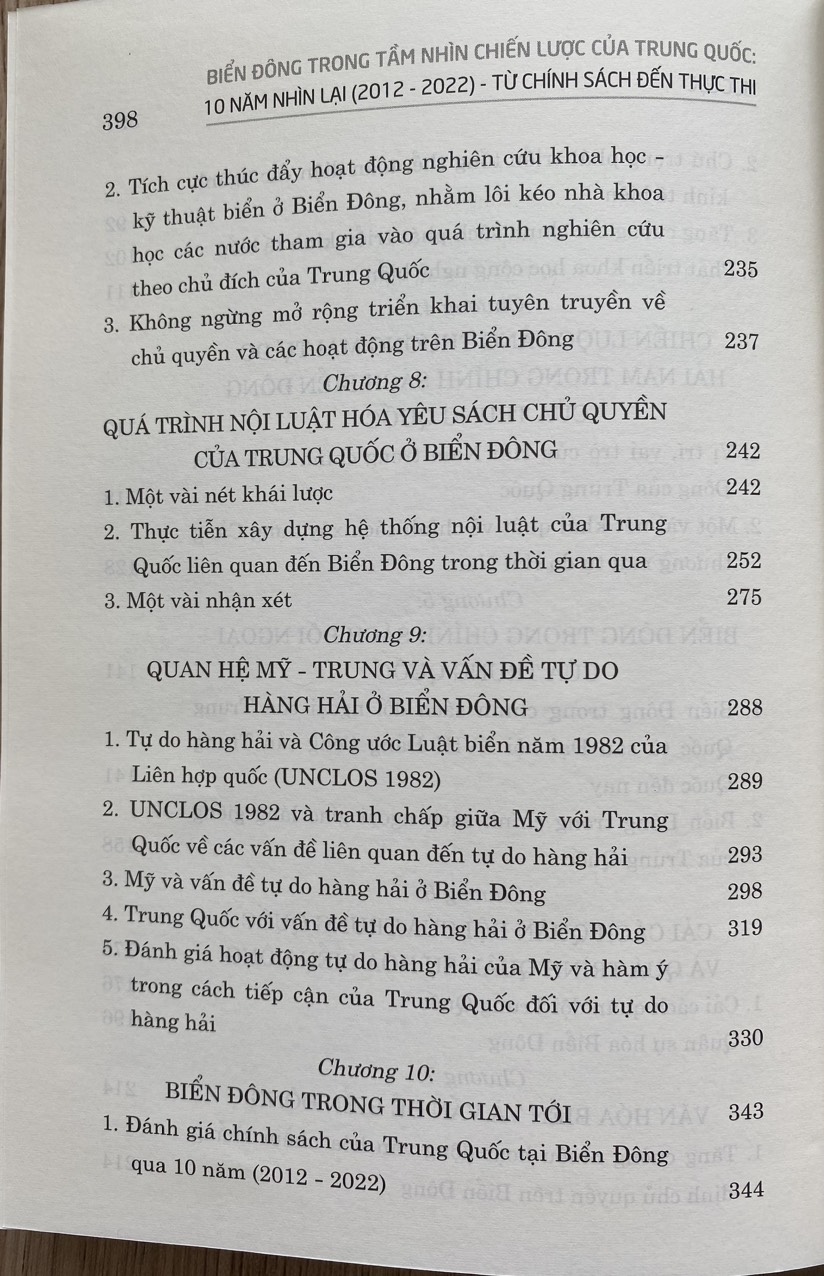 Biển Đông Trong Tầm Nhìn Chiến Lược Của Trung Quốc 10 Năm Nhìn Lại ( 2012 -2022 ) Từ Chính Sách Đến Thực Thi