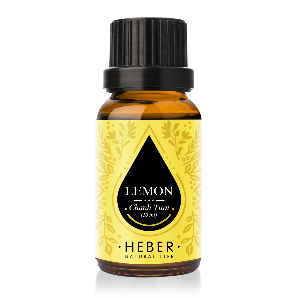 Tinh Dầu Chanh Tươi Lemon Essential Oil Heber | 100% Thiên Nhiên Nguyên Chất Cao Cấp | Nhập Khẩu Từ Ấn Độ | Kiểm Nghiệm Quatest 3 | Xông Thơm Phòng | Hương Dịu Nhẹ