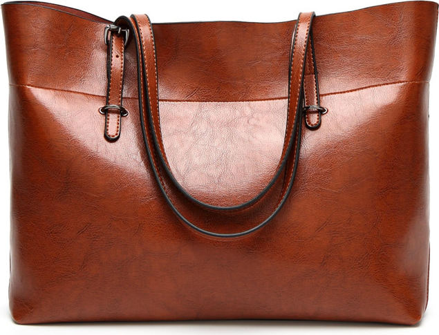 European Simple LadiesTote Bag Oil Wax Leather Large Capacity