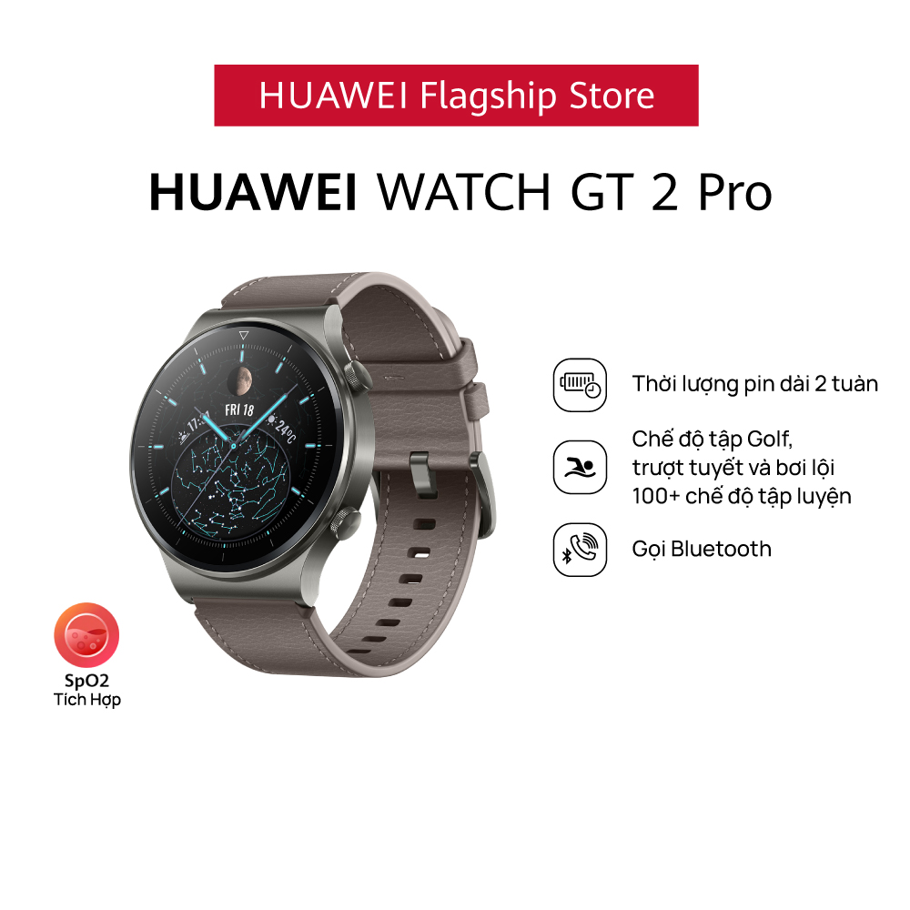 Đồng Hồ Thông Minh HUAWEI WATCH GT 2 Pro | Pin Liên Tục 2 Tuần | Sạc Không Dây | HUAWEI Share Onehop | Hơn 100 Chế Độ Tập Luyện | Hơn 200 Mặt Đồng Hồ Khác Nhau | Mặt Đồng Hồ Sapphire | Hàng Chính Hãng - Xám