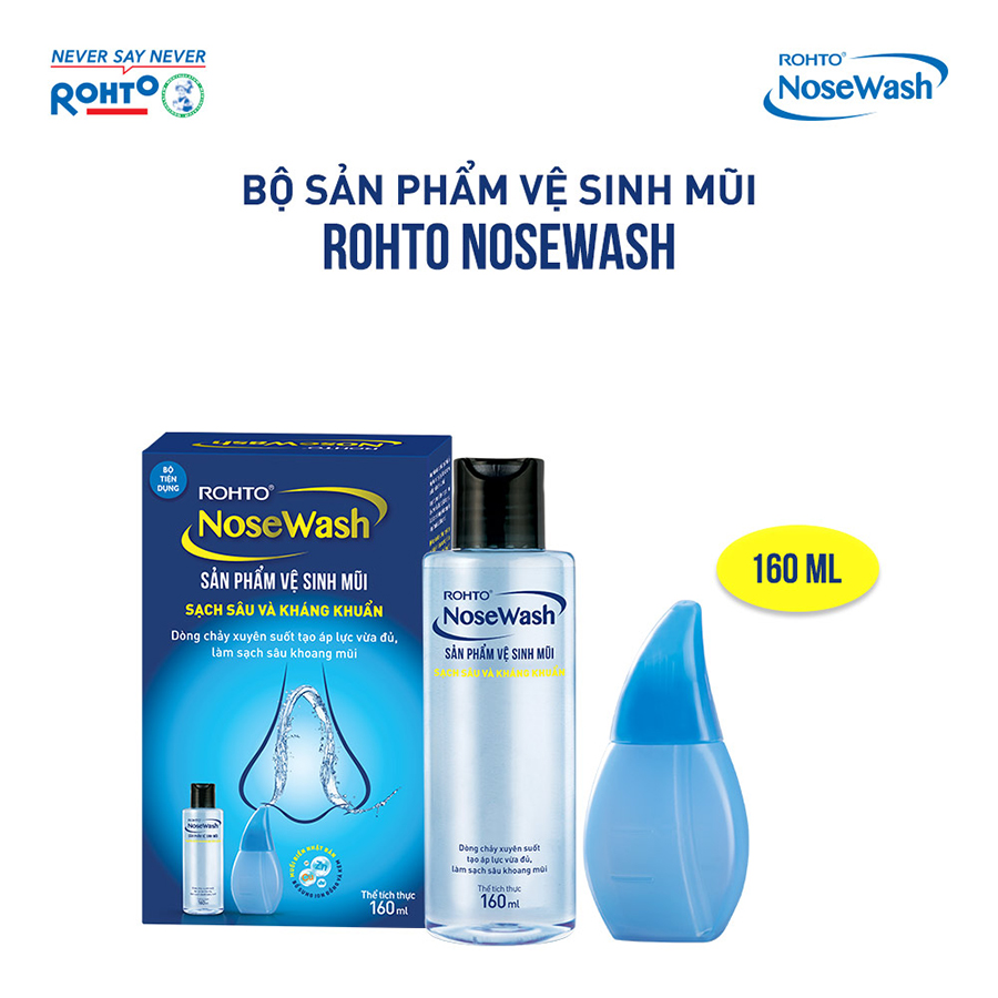 Bộ sản phẩm vệ sinh mũi Rohto NoseWash 400mL + Xịt hỗ trợ điều trị viêm mũi xoang Rohto NoseWash Spray 35ml + Tặng Bộ tiện dụng vệ sinh mũi Rohto NoseWash Miniset