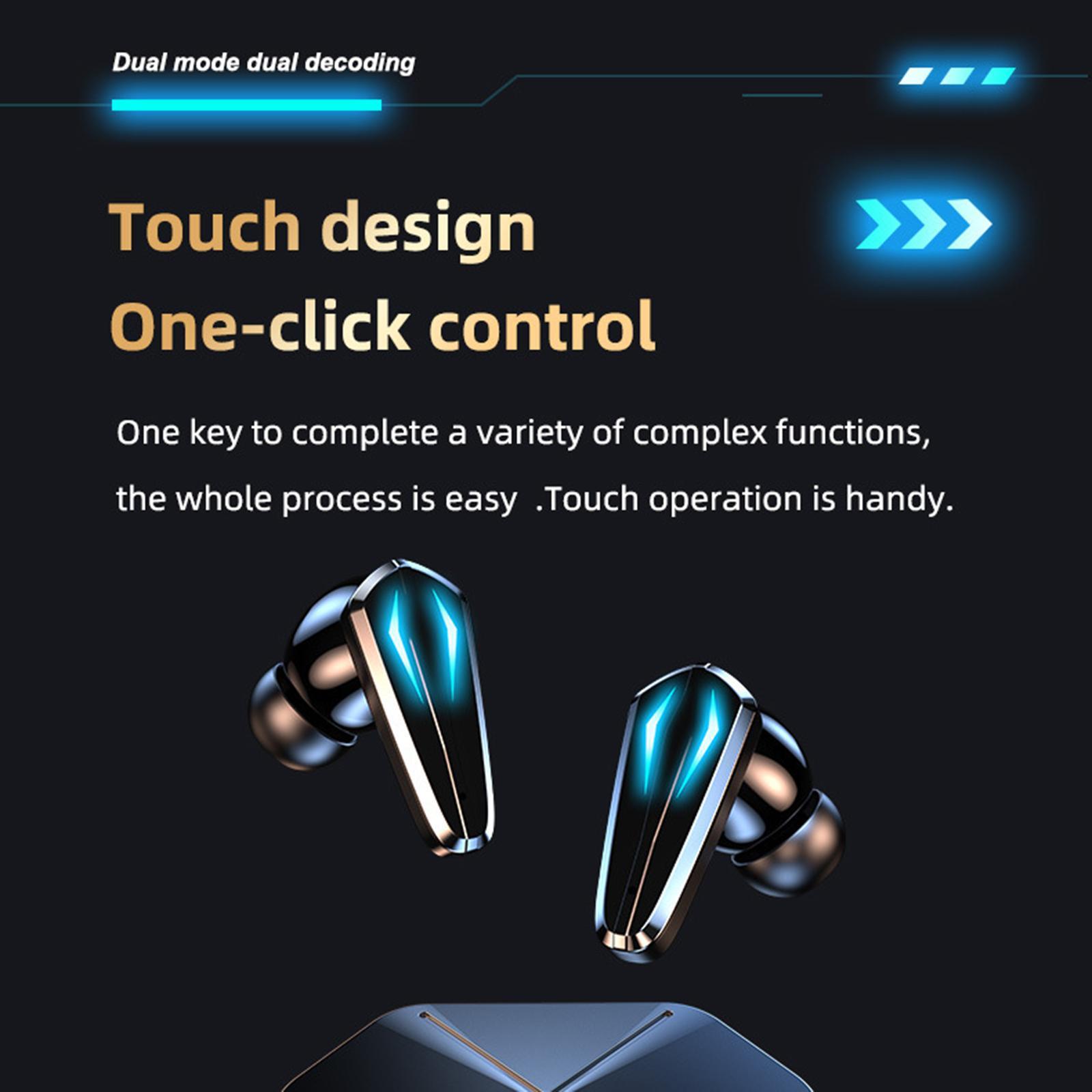 Bluetooth 5.1 Stereo Gaming Cool Light Touch Control w/Mic Fitness