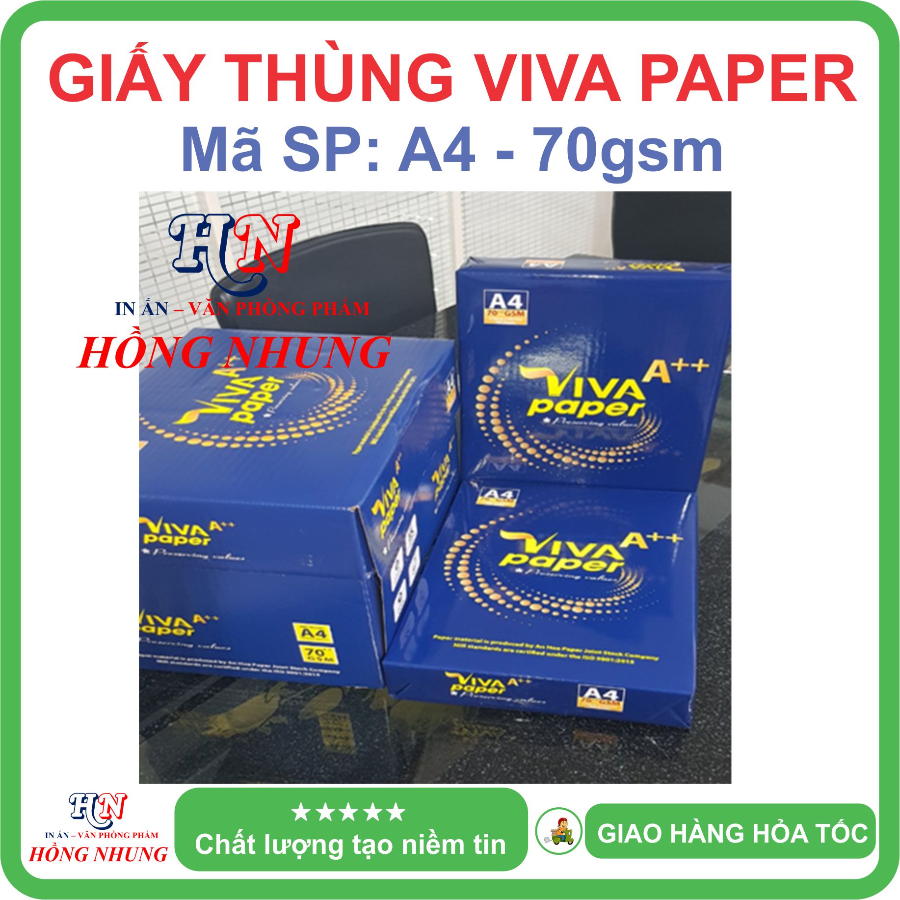 [ HỒNG NHUNG ] Giấy in Viva Paper A4, Định lượng 70gsm - Giấy thùng, trắng mịn, không lo kẹt giấy