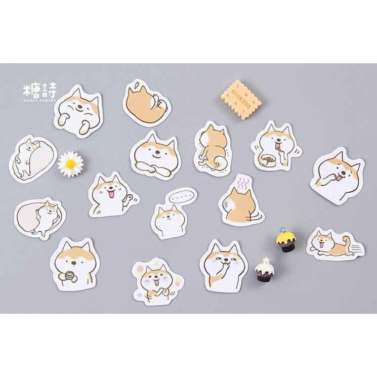 Bộ 45 Sticker Hàn Quốc hình Shiba Inu dễ thương dán trang trí E14