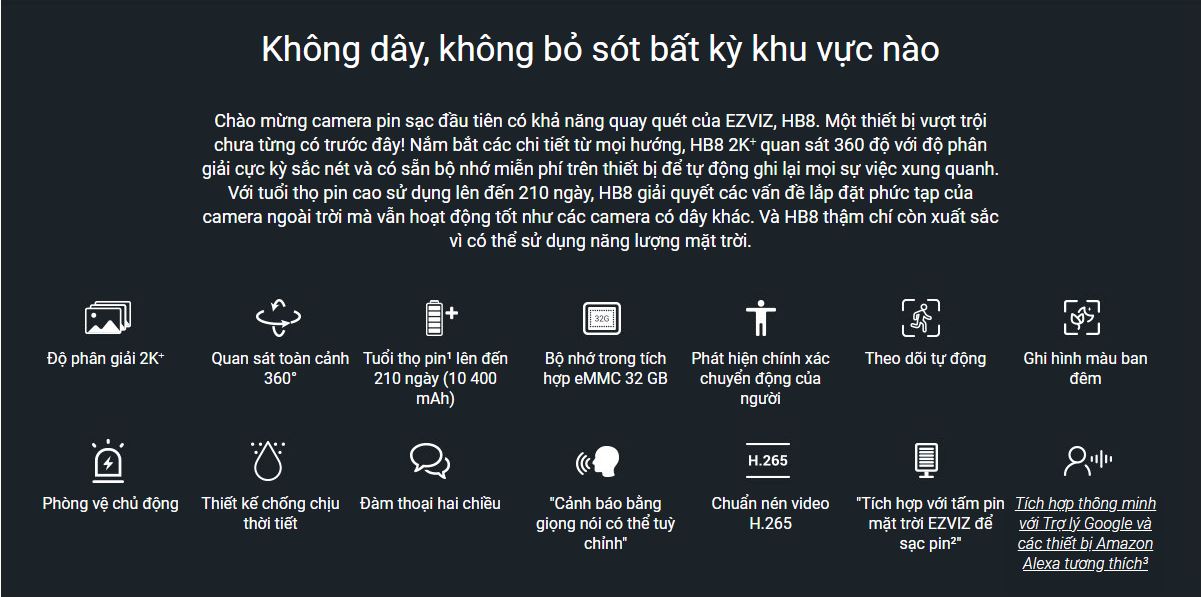 Hình ảnh Camera Wifi sử dụng pin quay quét 360 độ Ezviz HB8 4MP 2K, đàm thoại 2 chiều - Hàng chính hãng