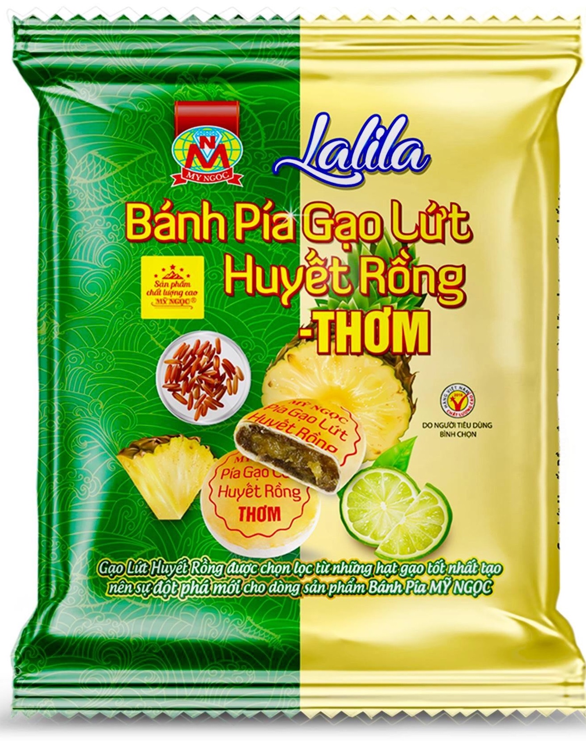 MỸ NGỌC - 380g Bánh pía CHAY nhân GẠO LỨT HUYẾT RỒNG chanh tươi THƠM chín [ KHÔNG CÓ sầu riêng &amp; TRỨNG MUỐI ]