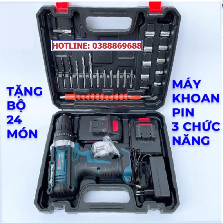 MÁY KHOAN PIN CAO CÁP SUSANO 36V + TẶNG BỘ PHỤ KIỆN 24 MÓN