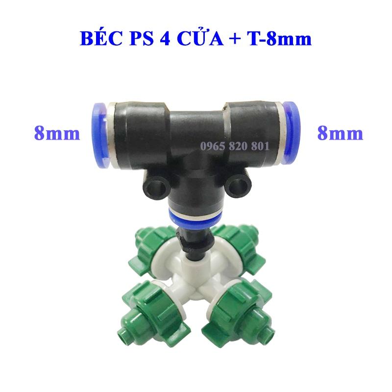 Béc phun sương 4 cửa kèm kết nối nhanh ống 8mm
