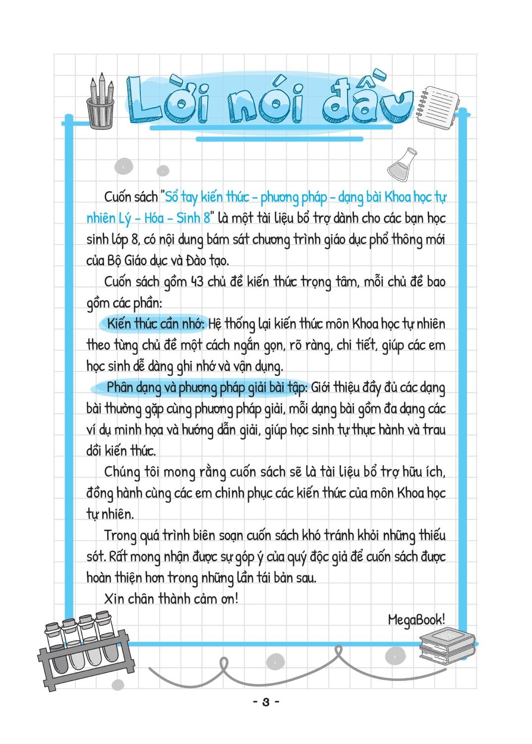 Sách - Sổ Tay Kiến Thức Khoa Học Tự Nhiên Lý-Hóa-Sinh Lớp 8
