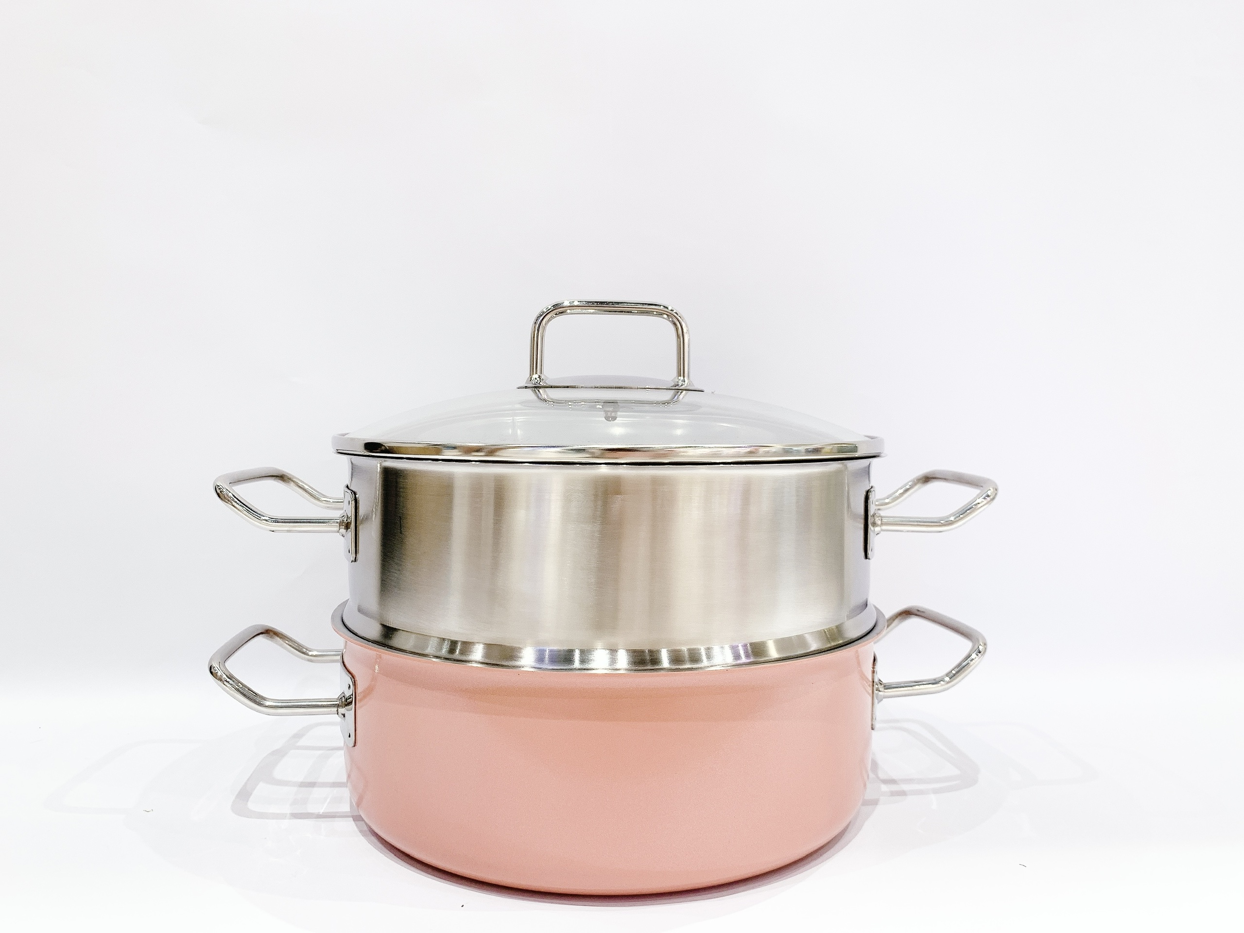 Nồi hấp Edelkochen Solid Hồng 3 lớp 24cm + Xửng hấp Edelkochen Solid 3 lớp 24cm (Bộ)