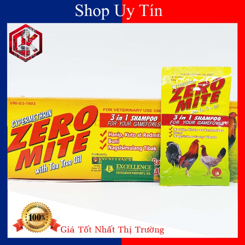 2 Gói Xà Bông Tắm Gà Zero Mite Giúp Lông Bóng Mượt Cho Gà Đá