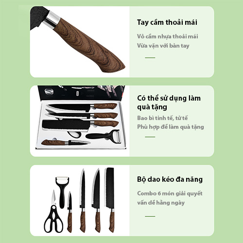 Bộ Dao nhà bếp cao cấp - Bộ dao kéo 6 món tiện dụng phục vụ đủ nhu cầu cho căn bếp nhà bạn- K1806