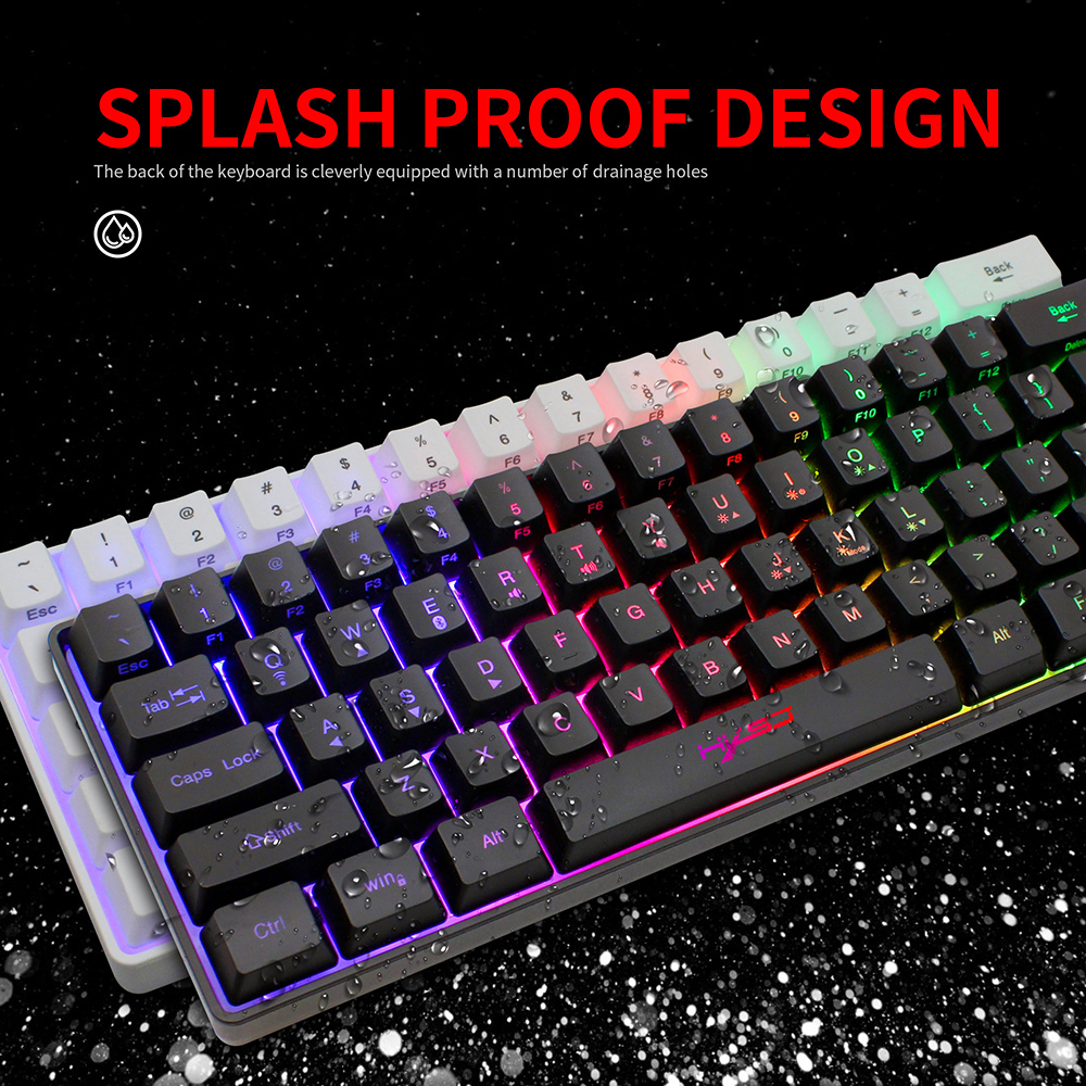 HXSJ L500 61-key Dual-mode Keyboard BT 5.0 Compact Keyboard 2.4G Wireless RGB Backlit Keyboard