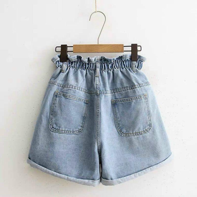 Quần short jean nữ lưng thun