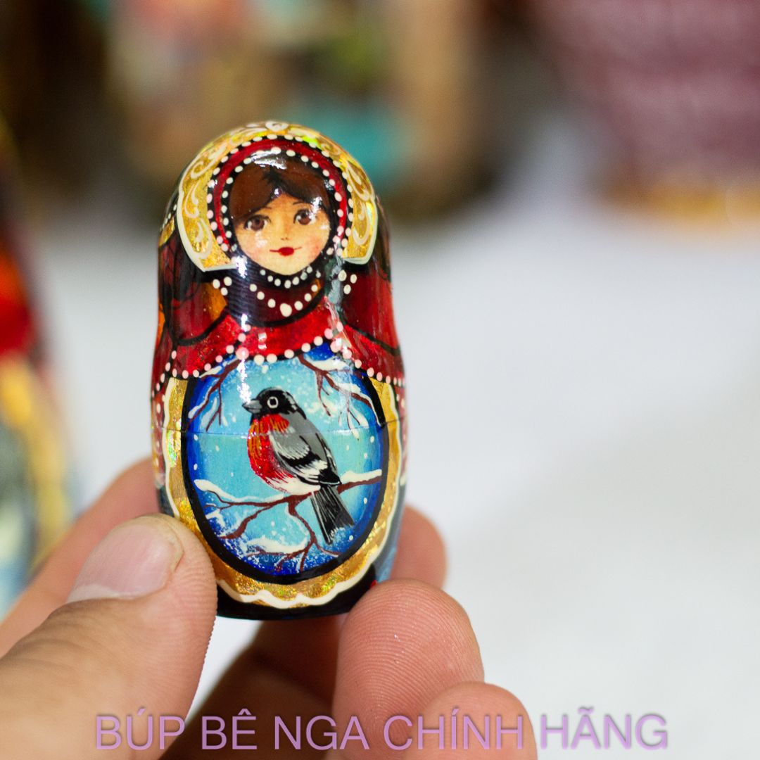 BỘ BÚP BÊ NGA MATRYOSHKA CAO CẤP 5 LỚP 15CM "LỄ HỘI DÂN GIAN MÙA ĐÔNG"